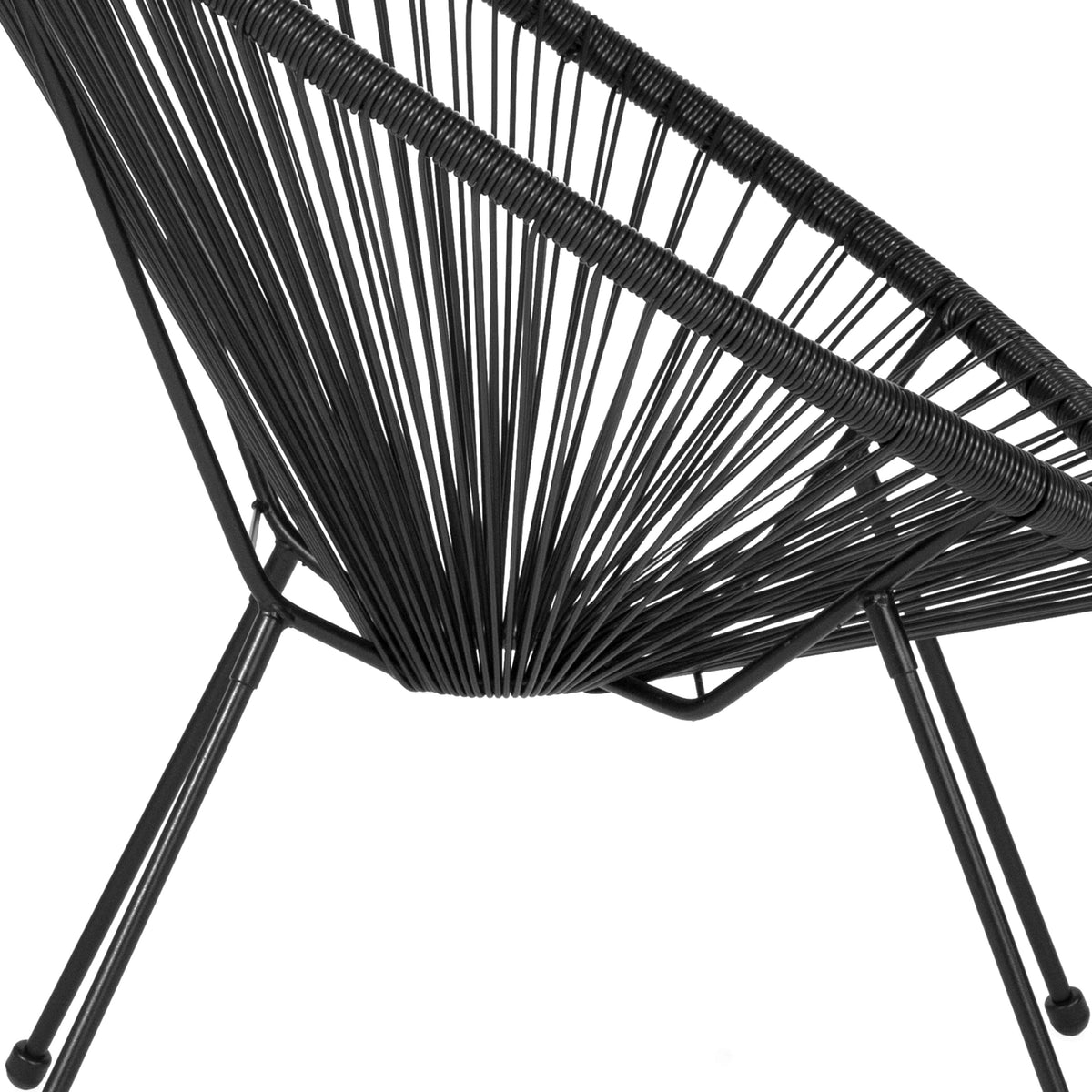 Flash Furniture TLH-094-BLACK-GG Black Papasan Oval Woven Basket Bungee Lounge Chair - Indoor/Outdoor Furniture - View 6