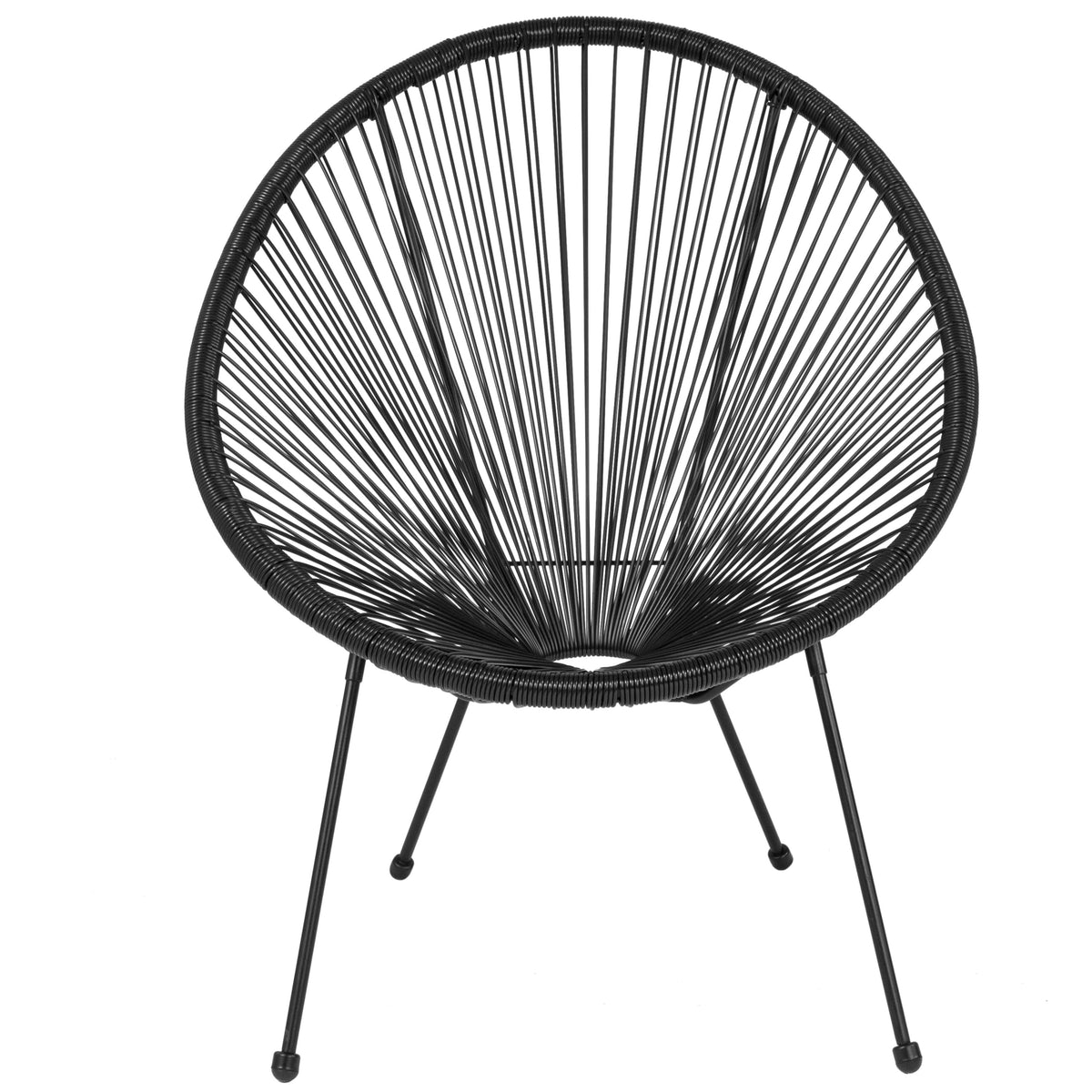 Flash Furniture TLH-094-BLACK-GG Black Papasan Oval Woven Basket Bungee Lounge Chair - Indoor/Outdoor Furniture - View 8