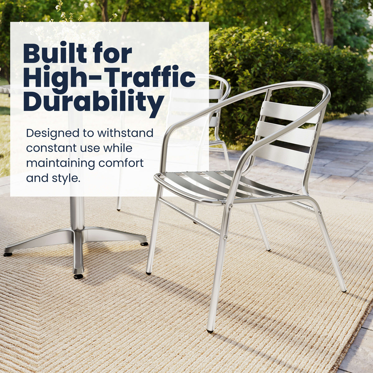 Flash Furniture TLH-ALUM-24RD-017BCHR2-GG 23.5" Round Aluminum Indoor-Outdoor Table Set with 2 Slat Back Chairs - View 4