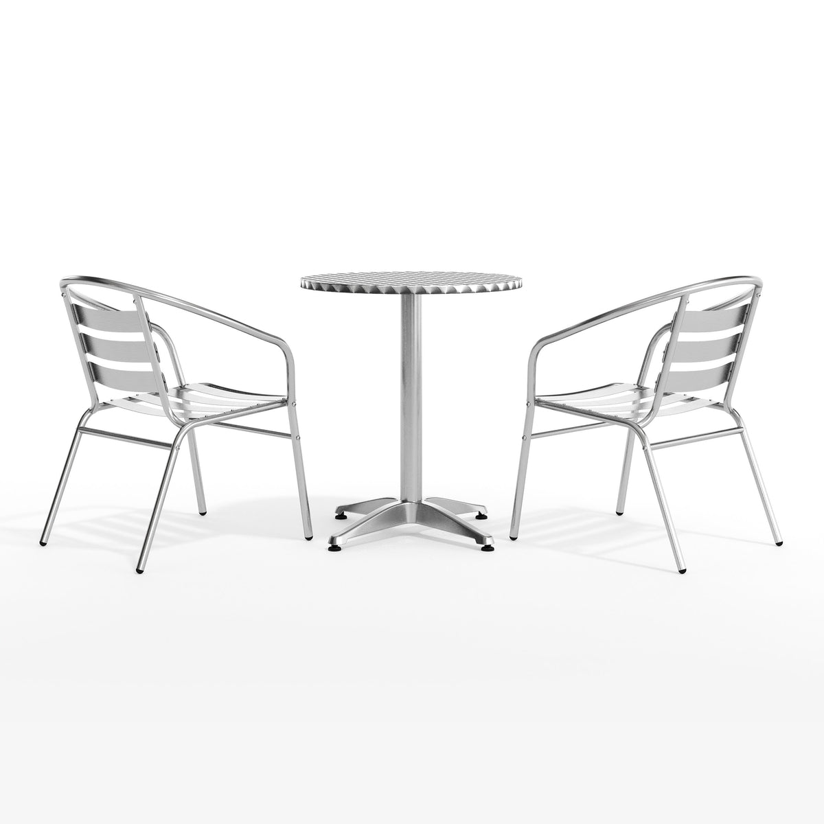 Flash Furniture TLH-ALUM-24RD-017BCHR2-GG 23.5" Round Aluminum Indoor-Outdoor Table Set with 2 Slat Back Chairs - View 9