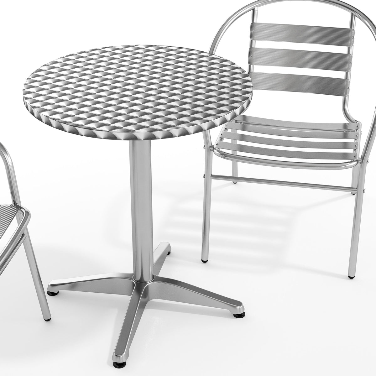 Flash Furniture TLH-ALUM-24RD-017BCHR2-GG 23.5" Round Aluminum Indoor-Outdoor Table Set with 2 Slat Back Chairs - View 10