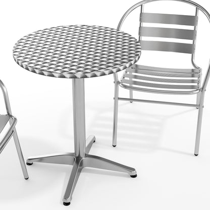 Flash Furniture TLH-ALUM-24RD-017BCHR2-GG 23.5" Round Aluminum Indoor-Outdoor Table Set with 2 Slat Back Chairs - View 10