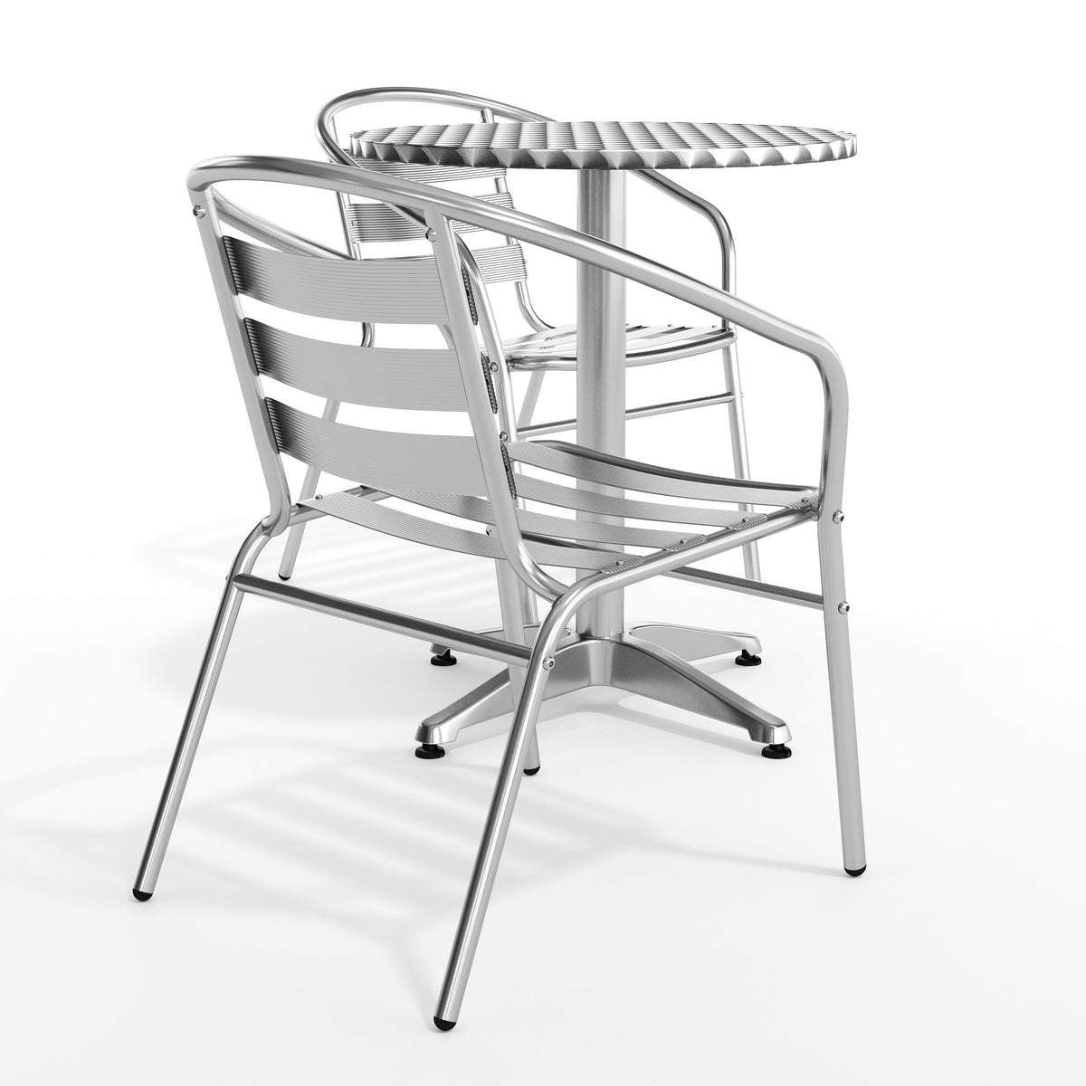 Flash Furniture TLH-ALUM-24RD-017BCHR2-GG 23.5" Round Aluminum Indoor-Outdoor Table Set with 2 Slat Back Chairs - View 11