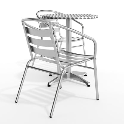 Flash Furniture TLH-ALUM-24RD-017BCHR2-GG 23.5" Round Aluminum Indoor-Outdoor Table Set with 2 Slat Back Chairs - View 11
