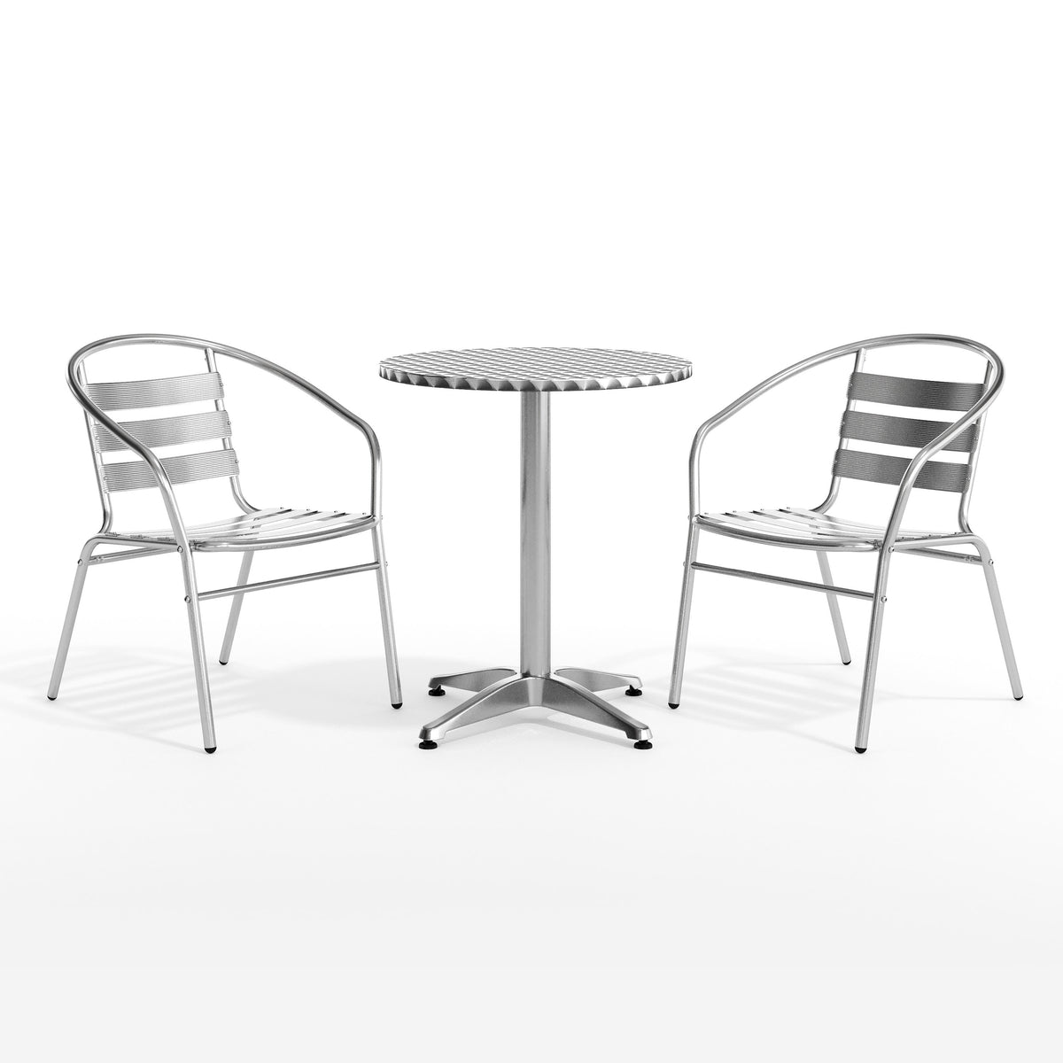 Flash Furniture TLH-ALUM-24RD-017BCHR2-GG 23.5" Round Aluminum Indoor-Outdoor Table Set with 2 Slat Back Chairs - View 12