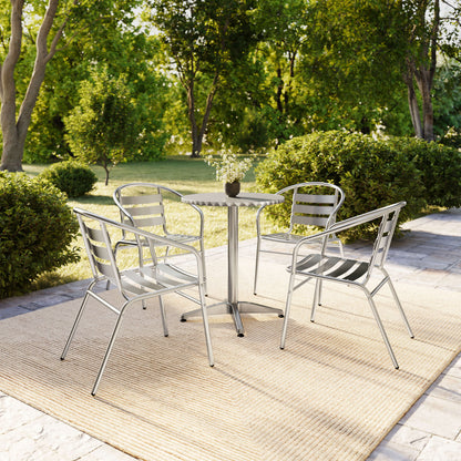 Flash Furniture TLH-ALUM-24RD-017BCHR4-GG 23.5" Round Aluminum Indoor-Outdoor Table Set with 4 Slat Back Chairs - View 8