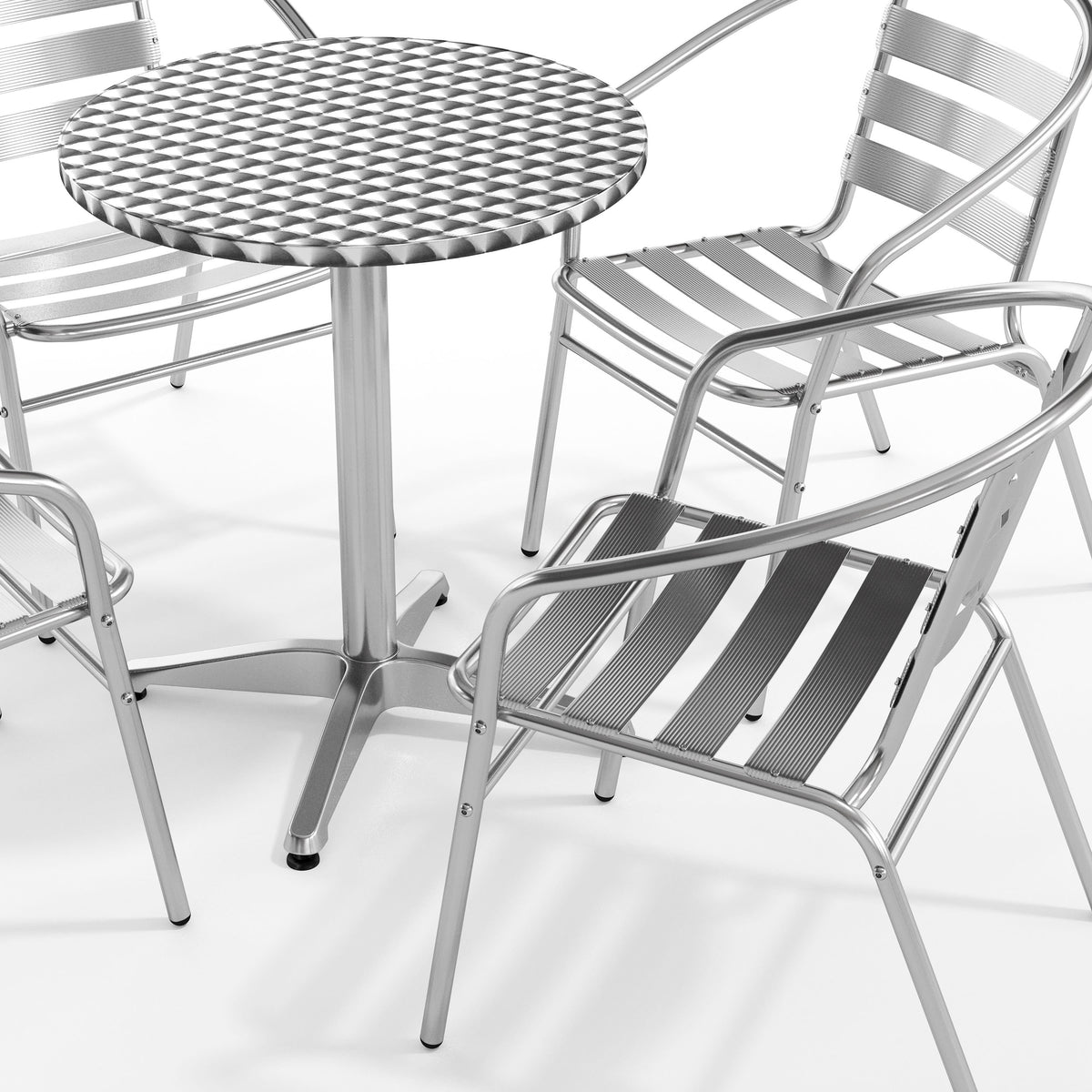 Flash Furniture TLH-ALUM-24RD-017BCHR4-GG 23.5" Round Aluminum Indoor-Outdoor Table Set with 4 Slat Back Chairs - View 10