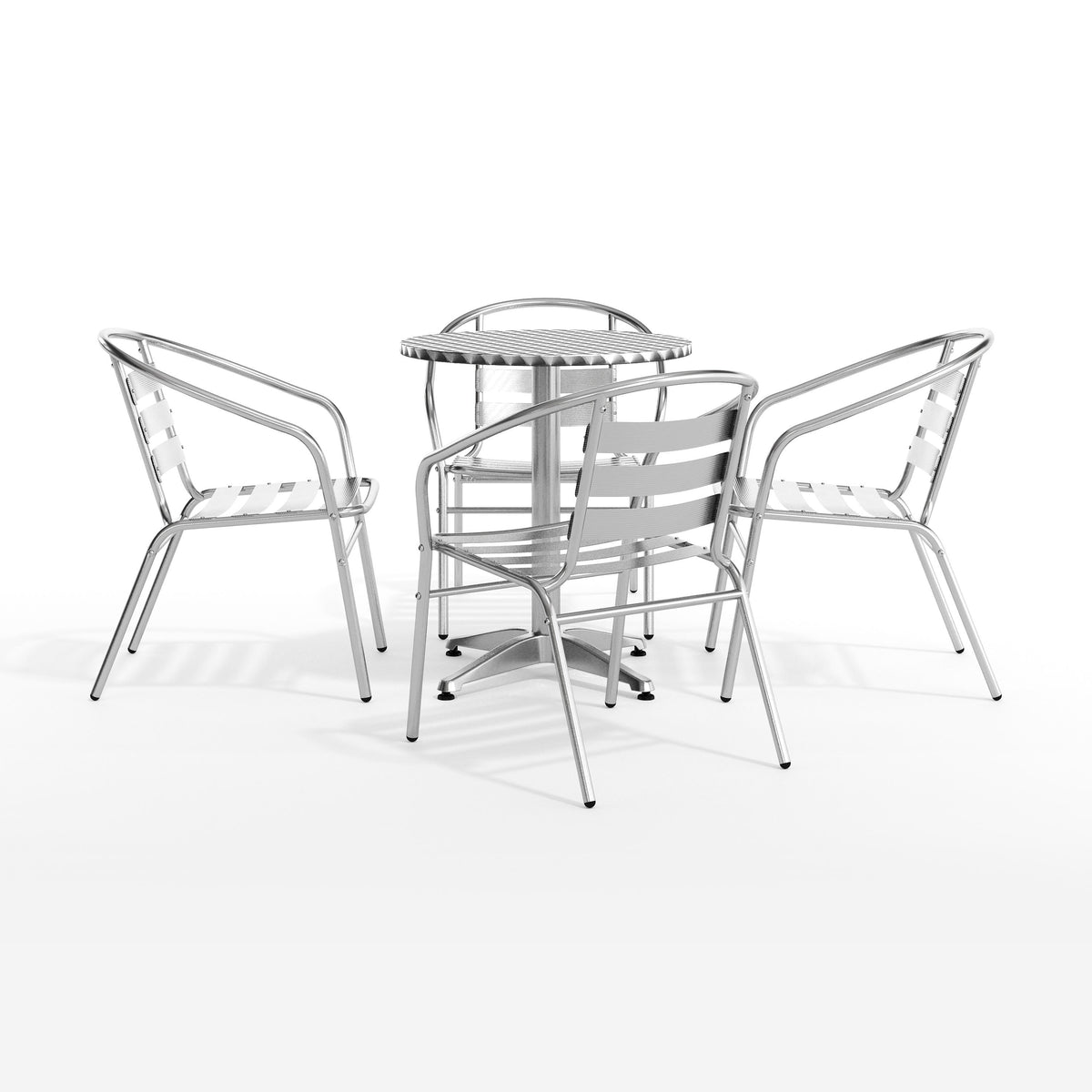 Flash Furniture TLH-ALUM-24RD-017BCHR4-GG 23.5" Round Aluminum Indoor-Outdoor Table Set with 4 Slat Back Chairs - View 12