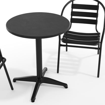 Flash Furniture TLH-ALUM-24RD-017BK2-GG Modern 23.5" Round Glass Framed Glass Table with 2 Black Slat Back Chairs - View 10