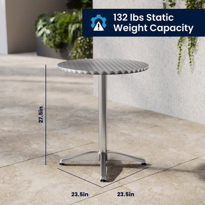 Flash Furniture TLH-ALUM-24RD-020BGECHR2-GG 23.5" Round Aluminum Indoor-Outdoor Table Set with 2 Beige Rattan Chairs - View 7