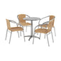 Flash Furniture TLH-ALUM-24RD-020BGECHR4-GG 23.5" Round Aluminum Indoor-Outdoor Table Set with 4 Beige Rattan Chairs - Main view