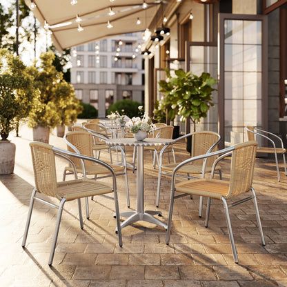 Flash Furniture TLH-ALUM-24RD-020BGECHR4-GG 23.5" Round Aluminum Indoor-Outdoor Table Set with 4 Beige Rattan Chairs - View 2
