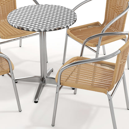 Flash Furniture TLH-ALUM-24RD-020BGECHR4-GG 23.5" Round Aluminum Indoor-Outdoor Table Set with 4 Beige Rattan Chairs - View 10