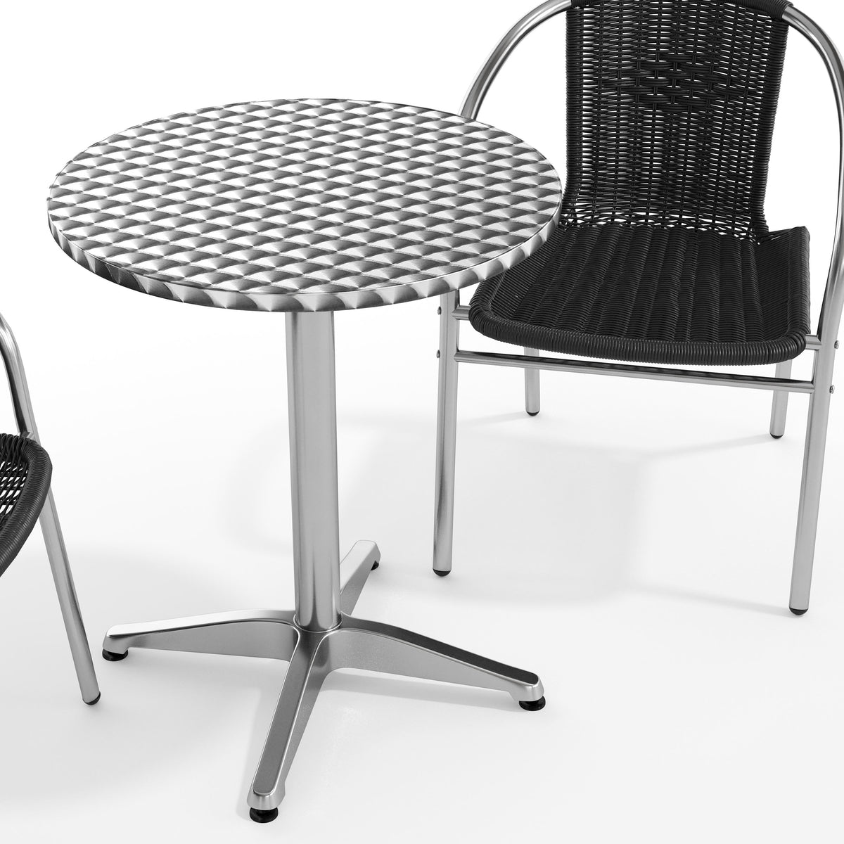 Flash Furniture TLH-ALUM-24RD-020BKCHR2-GG 23.5" Round Aluminum Indoor-Outdoor Table Set with 2 Black Rattan Chairs - View 10