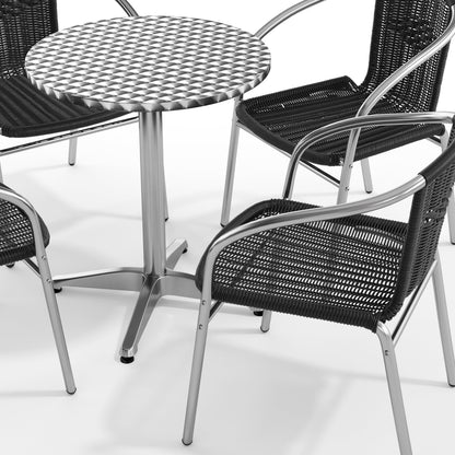 Flash Furniture TLH-ALUM-24RD-020BKCHR4-GG 23.5" Round Aluminum Indoor-Outdoor Table Set with 4 Black Rattan Chairs - View 10