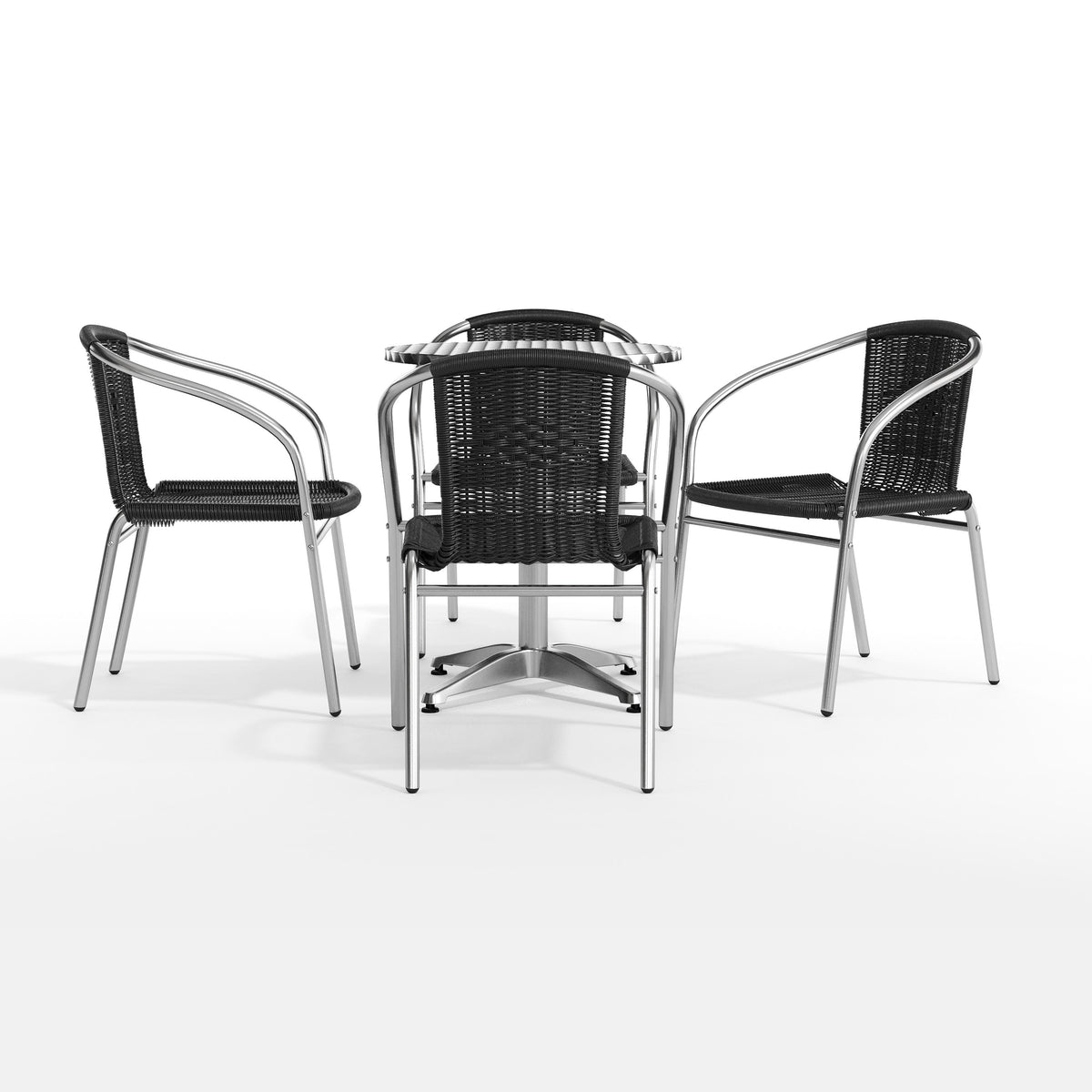 Flash Furniture TLH-ALUM-24RD-020BKCHR4-GG 23.5" Round Aluminum Indoor-Outdoor Table Set with 4 Black Rattan Chairs - View 11