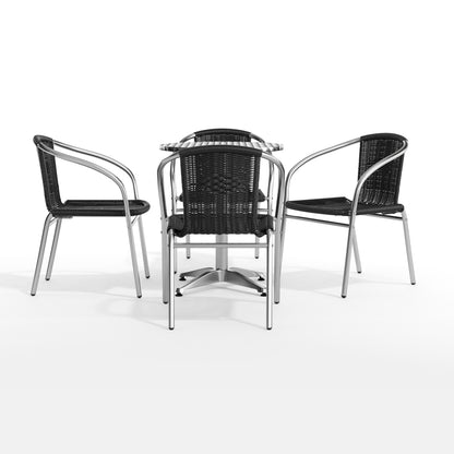 Flash Furniture TLH-ALUM-24RD-020BKCHR4-GG 23.5" Round Aluminum Indoor-Outdoor Table Set with 4 Black Rattan Chairs - View 11