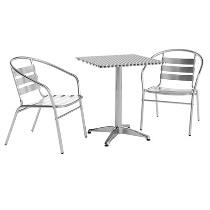 Flash Furniture TLH-ALUM-24SQ-017BCHR2-GG 23.5" Square Aluminum Indoor-Outdoor Table Set with 2 Slat Back Chairs - Main view