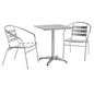 Flash Furniture TLH-ALUM-24SQ-017BCHR2-GG 23.5" Square Aluminum Indoor-Outdoor Table Set with 2 Slat Back Chairs - Main view