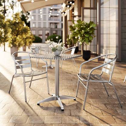 Flash Furniture TLH-ALUM-24SQ-017BCHR2-GG 23.5" Square Aluminum Indoor-Outdoor Table Set with 2 Slat Back Chairs - View 2