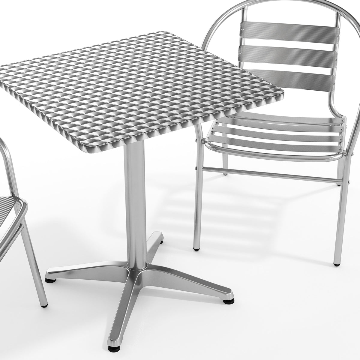 Flash Furniture TLH-ALUM-24SQ-017BCHR2-GG 23.5" Square Aluminum Indoor-Outdoor Table Set with 2 Slat Back Chairs - View 10