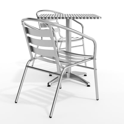 Flash Furniture TLH-ALUM-24SQ-017BCHR2-GG 23.5" Square Aluminum Indoor-Outdoor Table Set with 2 Slat Back Chairs - View 11