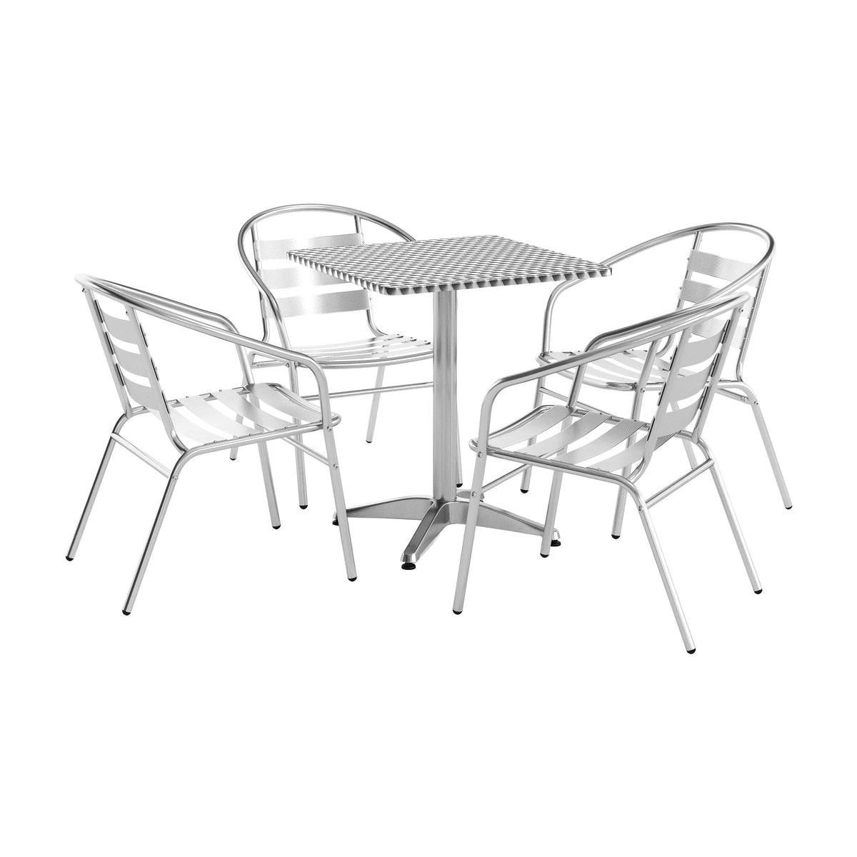 Flash Furniture TLH-ALUM-24SQ-017BCHR4-GG 23.5" Square Aluminum Indoor-Outdoor Table Set with 4 Slat Back Chairs - Main view