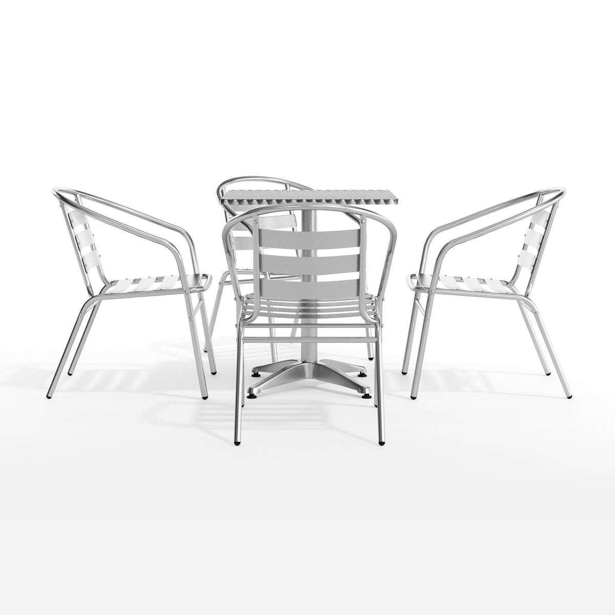 Flash Furniture TLH-ALUM-24SQ-017BCHR4-GG 23.5" Square Aluminum Indoor-Outdoor Table Set with 4 Slat Back Chairs - View 9