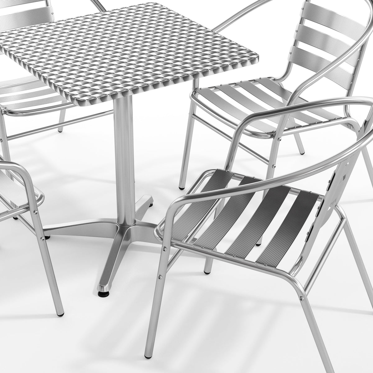 Flash Furniture TLH-ALUM-24SQ-017BCHR4-GG 23.5" Square Aluminum Indoor-Outdoor Table Set with 4 Slat Back Chairs - View 10