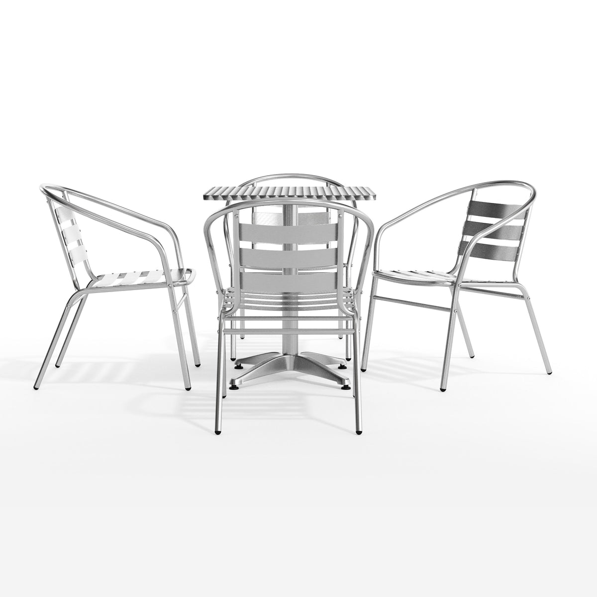Flash Furniture TLH-ALUM-24SQ-017BCHR4-GG 23.5" Square Aluminum Indoor-Outdoor Table Set with 4 Slat Back Chairs - View 11