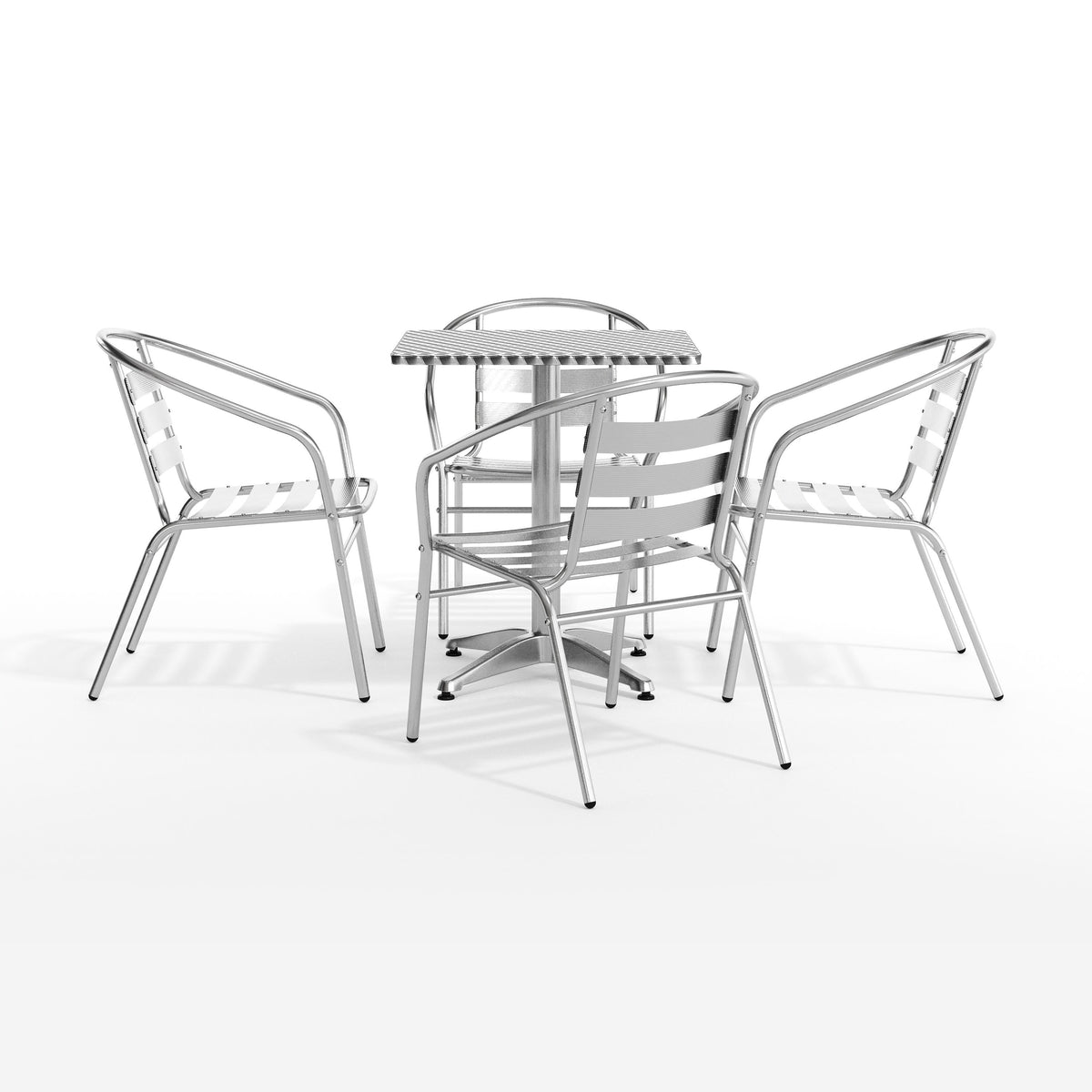 Flash Furniture TLH-ALUM-24SQ-017BCHR4-GG 23.5" Square Aluminum Indoor-Outdoor Table Set with 4 Slat Back Chairs - View 12