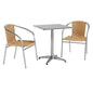 Flash Furniture TLH-ALUM-24SQ-020BGECHR2-GG 23.5" Square Aluminum Indoor-Outdoor Table Set with 2 Beige Rattan Chairs - Main view
