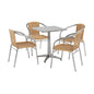 Flash Furniture TLH-ALUM-24SQ-020BGECHR4-GG 23.5" Square Aluminum Indoor-Outdoor Table Set with 4 Beige Rattan Chairs - Main view