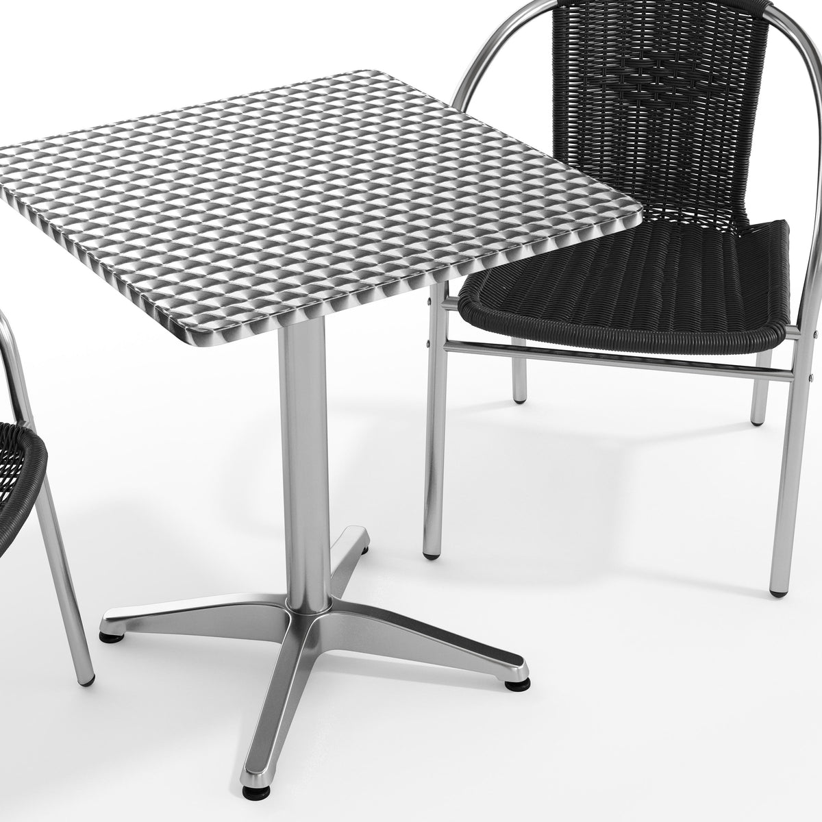 Flash Furniture TLH-ALUM-24SQ-020BKCHR2-GG 23.5" Square Aluminum Indoor-Outdoor Table Set with 2 Black Rattan Chairs - View 10