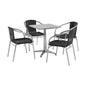 Flash Furniture TLH-ALUM-24SQ-020BKCHR4-GG 23.5" Square Aluminum Indoor-Outdoor Table Set with 4 Black Rattan Chairs - Main view