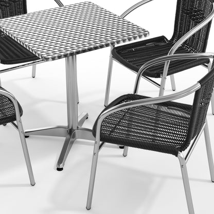 Flash Furniture TLH-ALUM-24SQ-020BKCHR4-GG 23.5" Square Aluminum Indoor-Outdoor Table Set with 4 Black Rattan Chairs - View 10