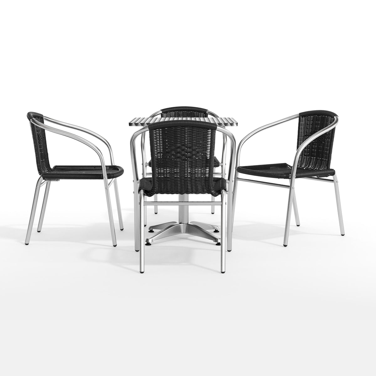 Flash Furniture TLH-ALUM-24SQ-020BKCHR4-GG 23.5" Square Aluminum Indoor-Outdoor Table Set with 4 Black Rattan Chairs - View 11