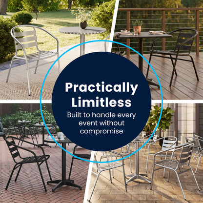 Flash Furniture TLH-ALUM-28SQ-017BCHR2-GG 27.5" Square Aluminum Indoor-Outdoor Table Set with 2 Slat Back Chairs - View 5