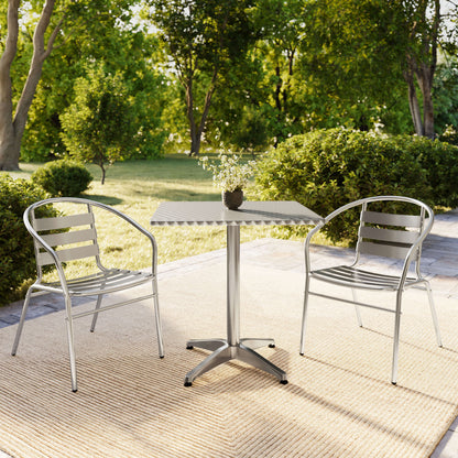 Flash Furniture TLH-ALUM-28SQ-017BCHR2-GG 27.5" Square Aluminum Indoor-Outdoor Table Set with 2 Slat Back Chairs - View 8