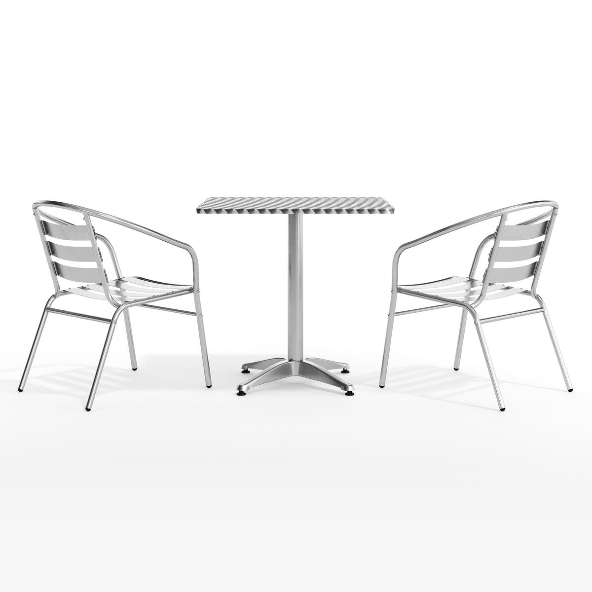 Flash Furniture TLH-ALUM-28SQ-017BCHR2-GG 27.5" Square Aluminum Indoor-Outdoor Table Set with 2 Slat Back Chairs - View 9