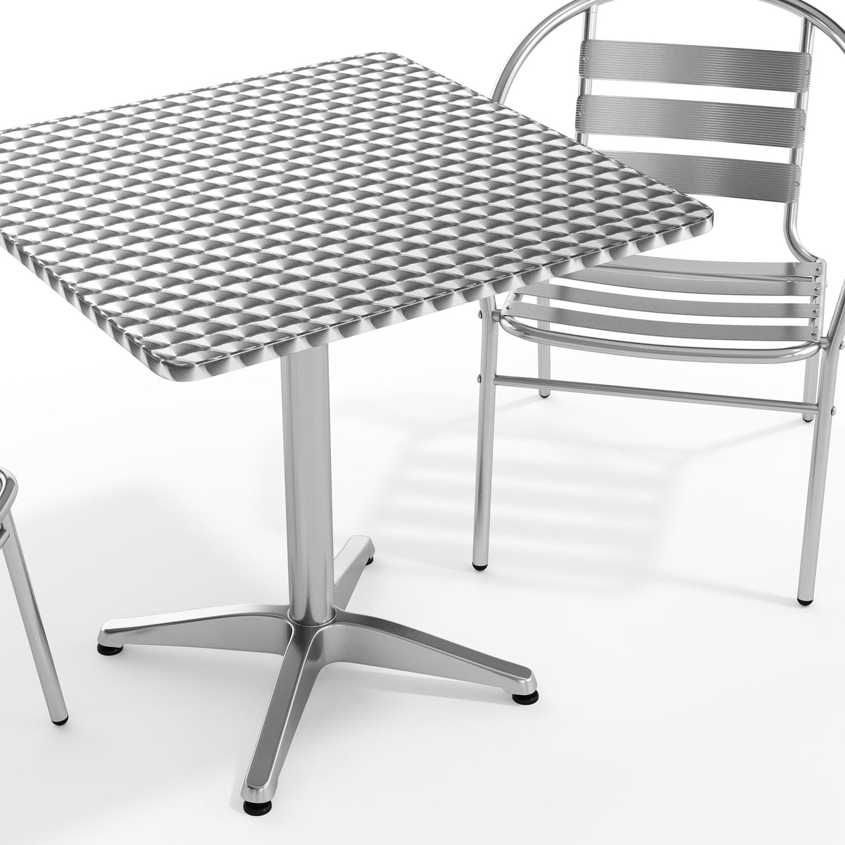 Flash Furniture TLH-ALUM-28SQ-017BCHR2-GG 27.5" Square Aluminum Indoor-Outdoor Table Set with 2 Slat Back Chairs - View 10