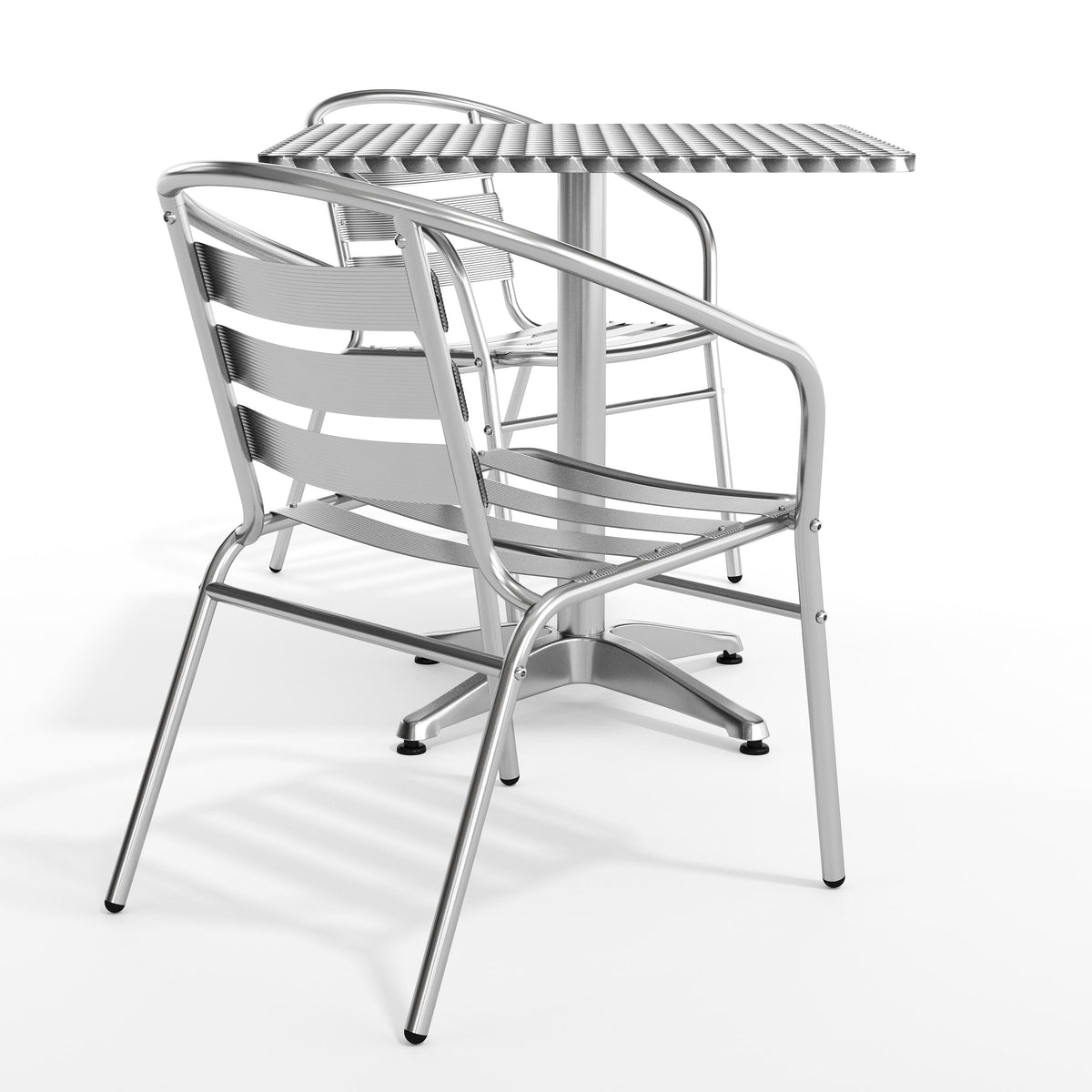 Flash Furniture TLH-ALUM-28SQ-017BCHR2-GG 27.5" Square Aluminum Indoor-Outdoor Table Set with 2 Slat Back Chairs - View 11