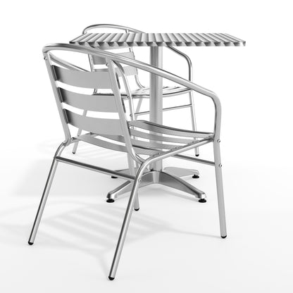 Flash Furniture TLH-ALUM-28SQ-017BCHR2-GG 27.5" Square Aluminum Indoor-Outdoor Table Set with 2 Slat Back Chairs - View 11
