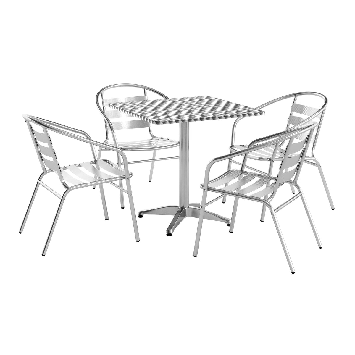 Flash Furniture TLH-ALUM-28SQ-017BCHR4-GG 27.5" Square Aluminum Indoor-Outdoor Table Set with 4 Slat Back Chairs - Main view
