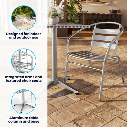 Flash Furniture TLH-ALUM-28SQ-017BCHR4-GG 27.5" Square Aluminum Indoor-Outdoor Table Set with 4 Slat Back Chairs - View 3