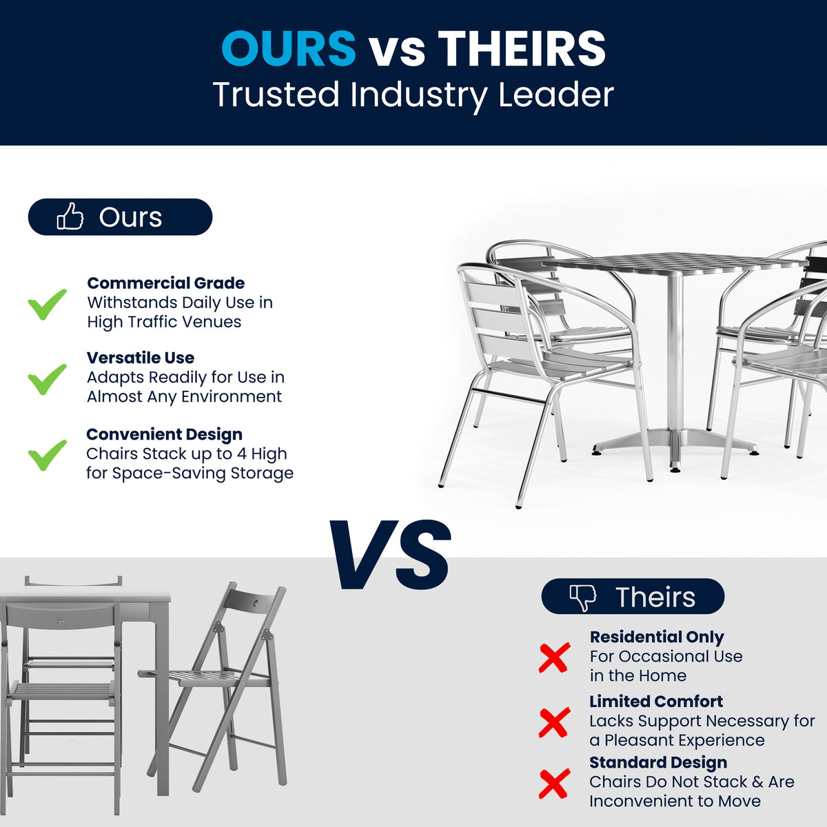 Flash Furniture TLH-ALUM-28SQ-017BCHR4-GG 27.5" Square Aluminum Indoor-Outdoor Table Set with 4 Slat Back Chairs - View 4