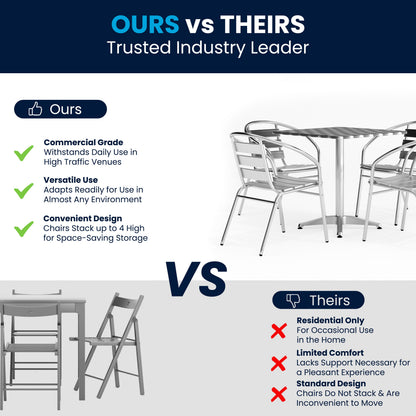 Flash Furniture TLH-ALUM-28SQ-017BCHR4-GG 27.5" Square Aluminum Indoor-Outdoor Table Set with 4 Slat Back Chairs - View 4