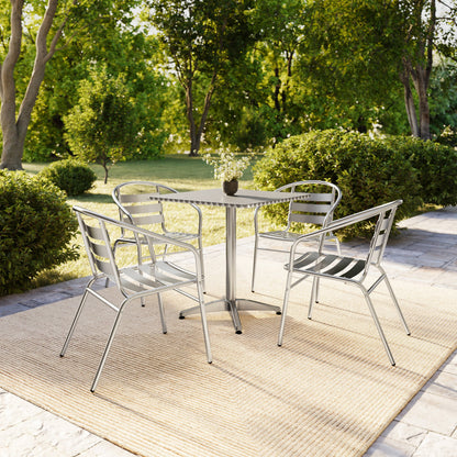 Flash Furniture TLH-ALUM-28SQ-017BCHR4-GG 27.5" Square Aluminum Indoor-Outdoor Table Set with 4 Slat Back Chairs - View 8