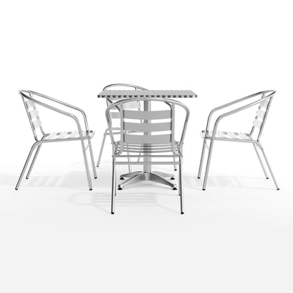Flash Furniture TLH-ALUM-28SQ-017BCHR4-GG 27.5" Square Aluminum Indoor-Outdoor Table Set with 4 Slat Back Chairs - View 9