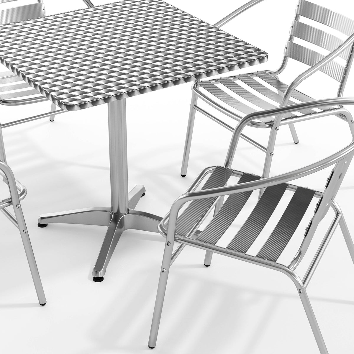 Flash Furniture TLH-ALUM-28SQ-017BCHR4-GG 27.5" Square Aluminum Indoor-Outdoor Table Set with 4 Slat Back Chairs - View 10